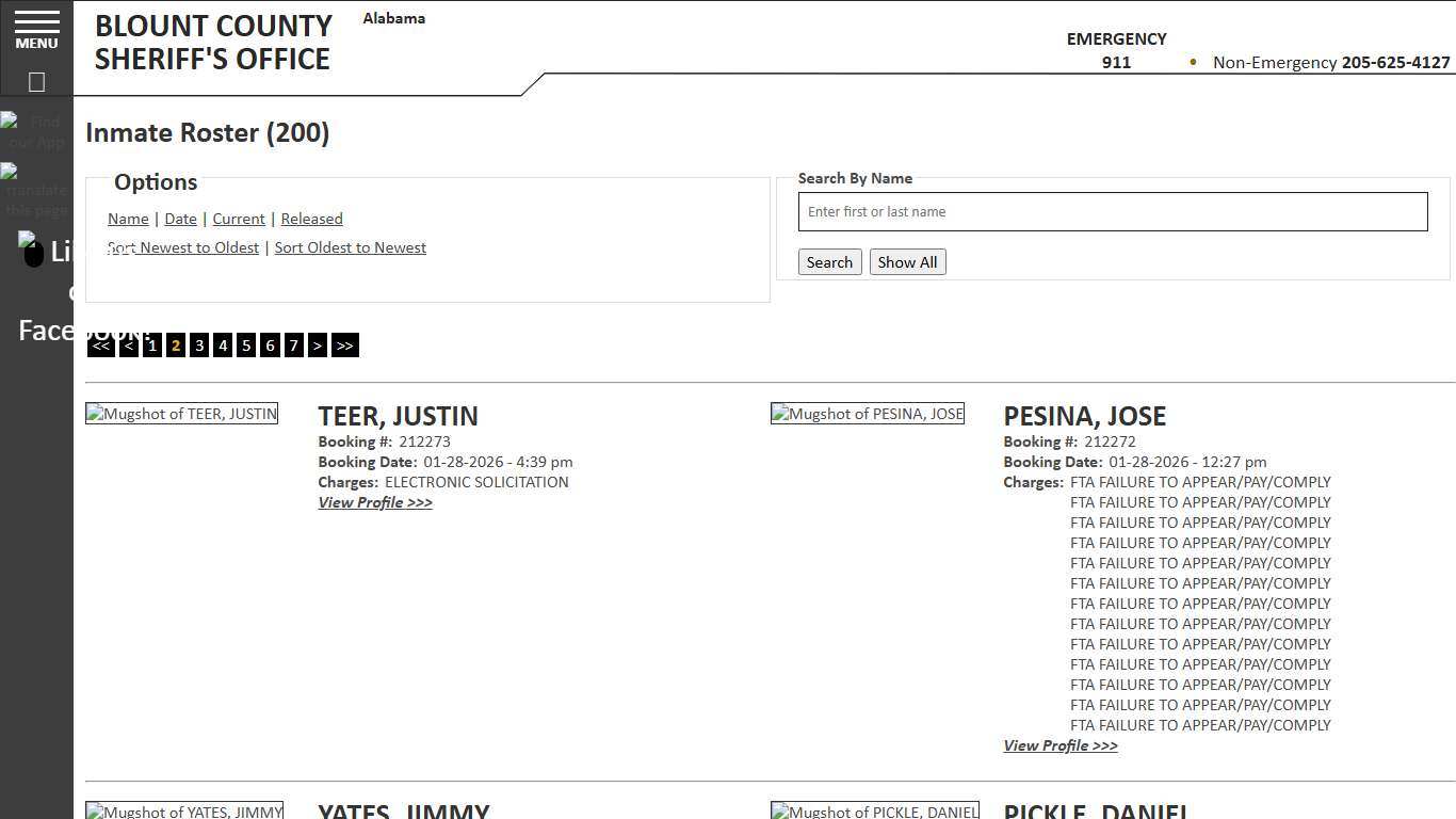 Inmate Roster - Page 2 Current Inmates Booking Date Descending - Blount County Sheriff AL