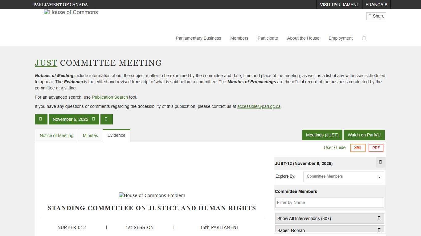 Evidence - JUST (45-1) - No. 12 - House of Commons of Canada