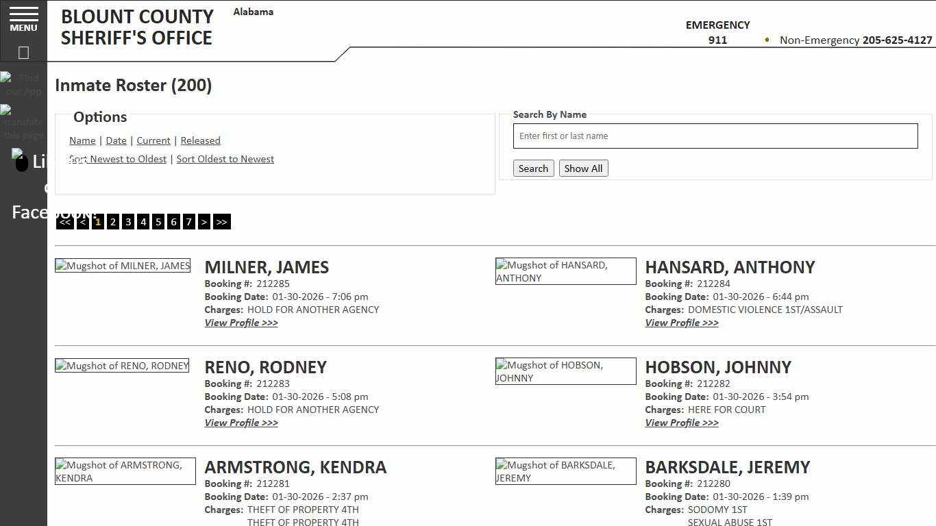 Inmate Roster - Current Inmates Booking Date Descending - Blount County Sheriff AL