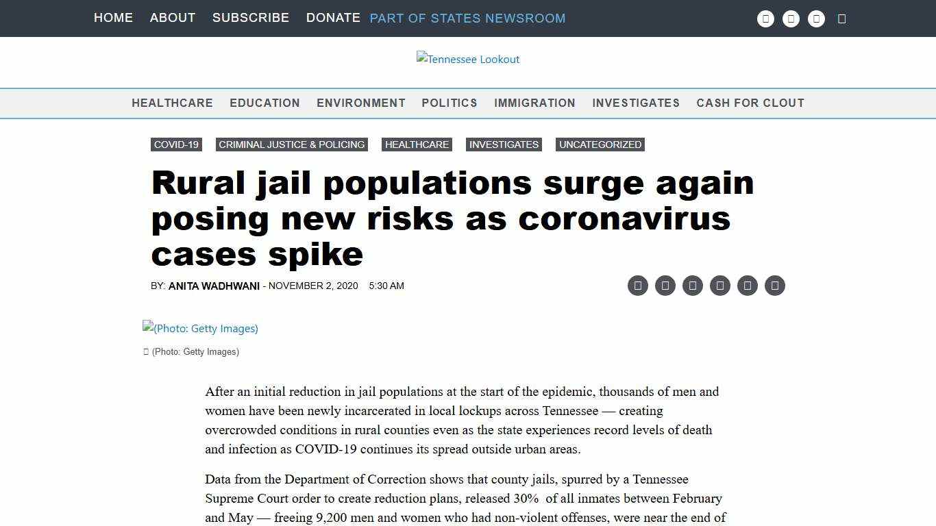 Rural jail populations surge again posing new risks as coronavirus cases spike • Tennessee Lookout